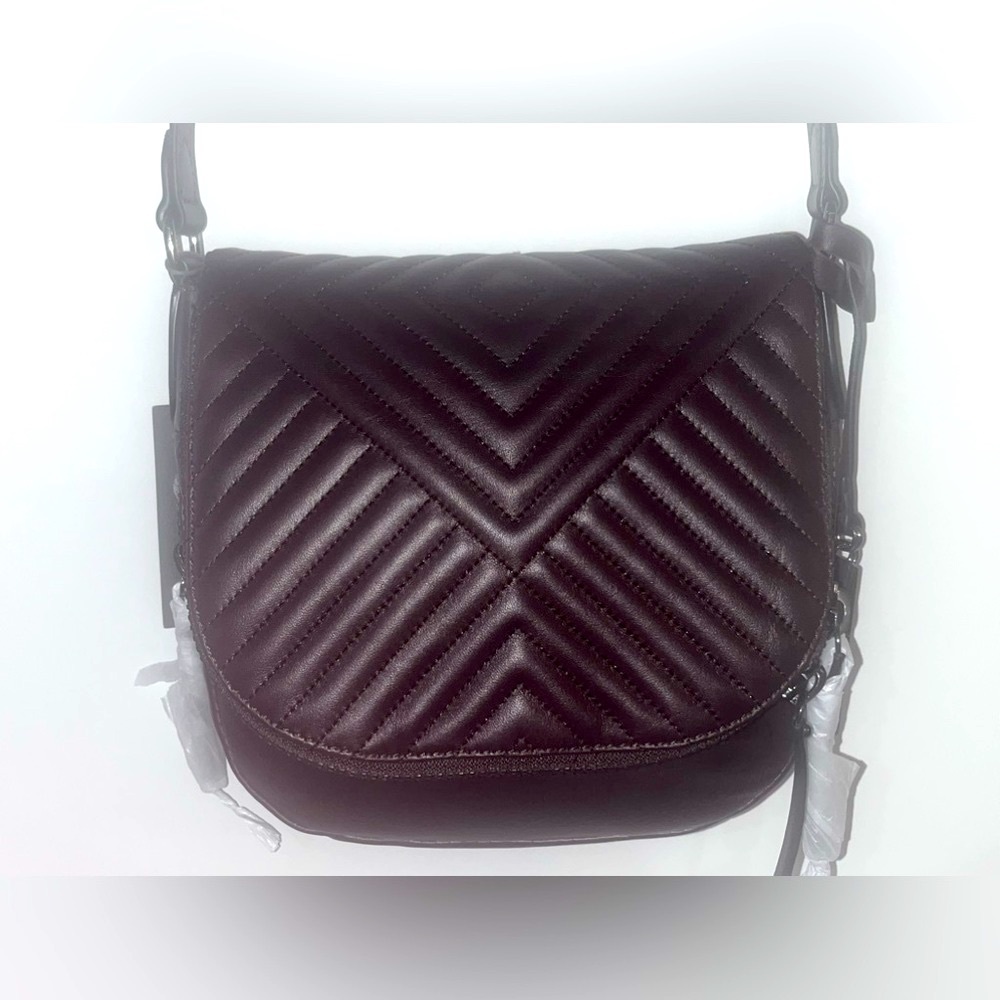 Vince Camuto Quilted Leather Crossbody Bag Bailey in Vamp Wine NEW
